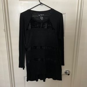 Chico’s Black Tunic with Velvet Details - Size Medium